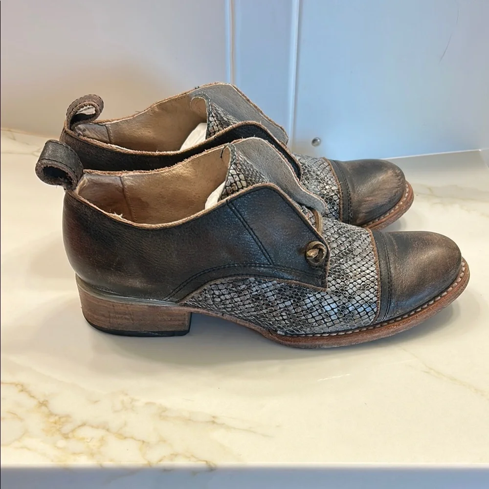 freebird Black and Brown Snake-Print Slip-On Loafers